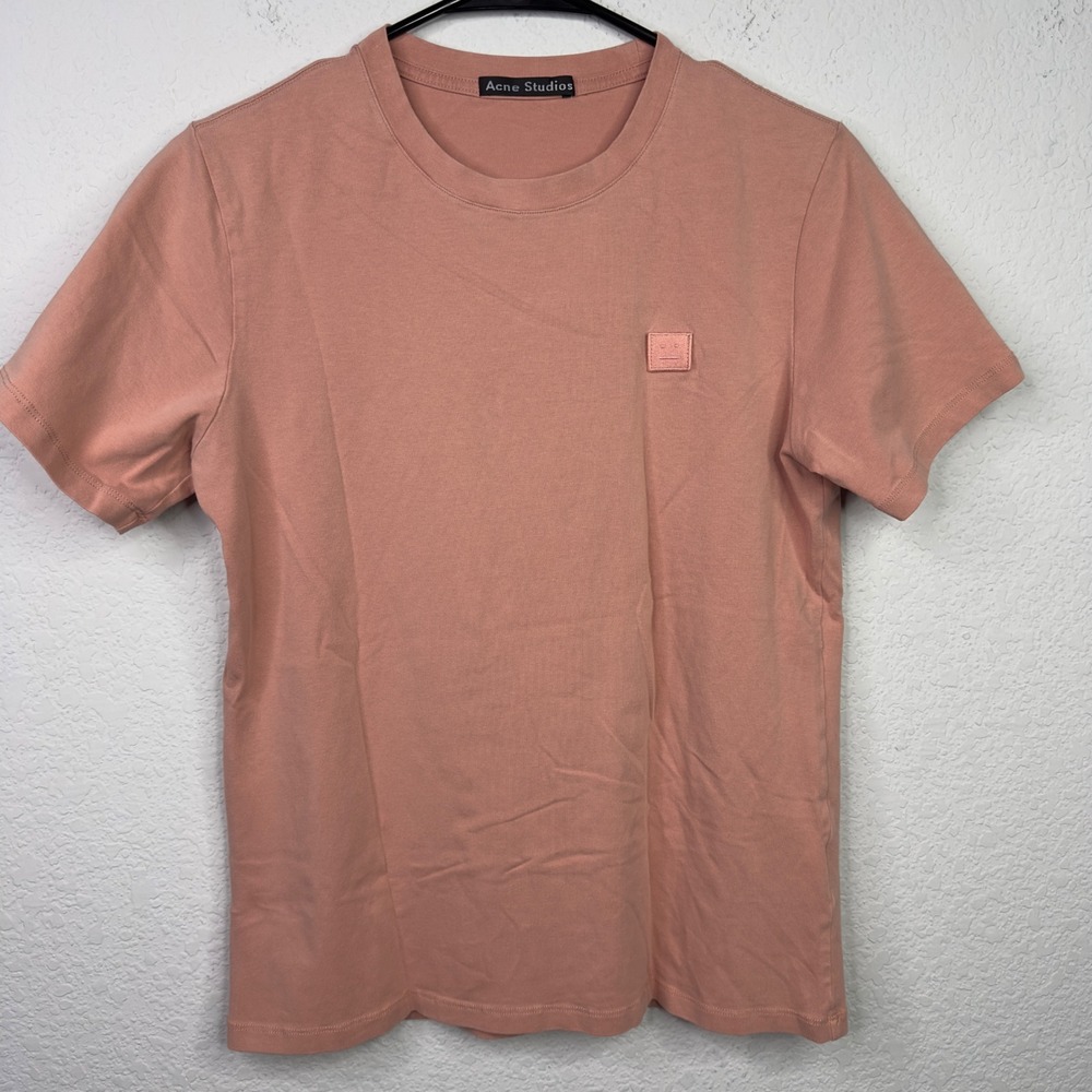 Acne Studios T-Shirt Womens S‎ Dusty Pink Ferris Face Patch Designer Minimalist